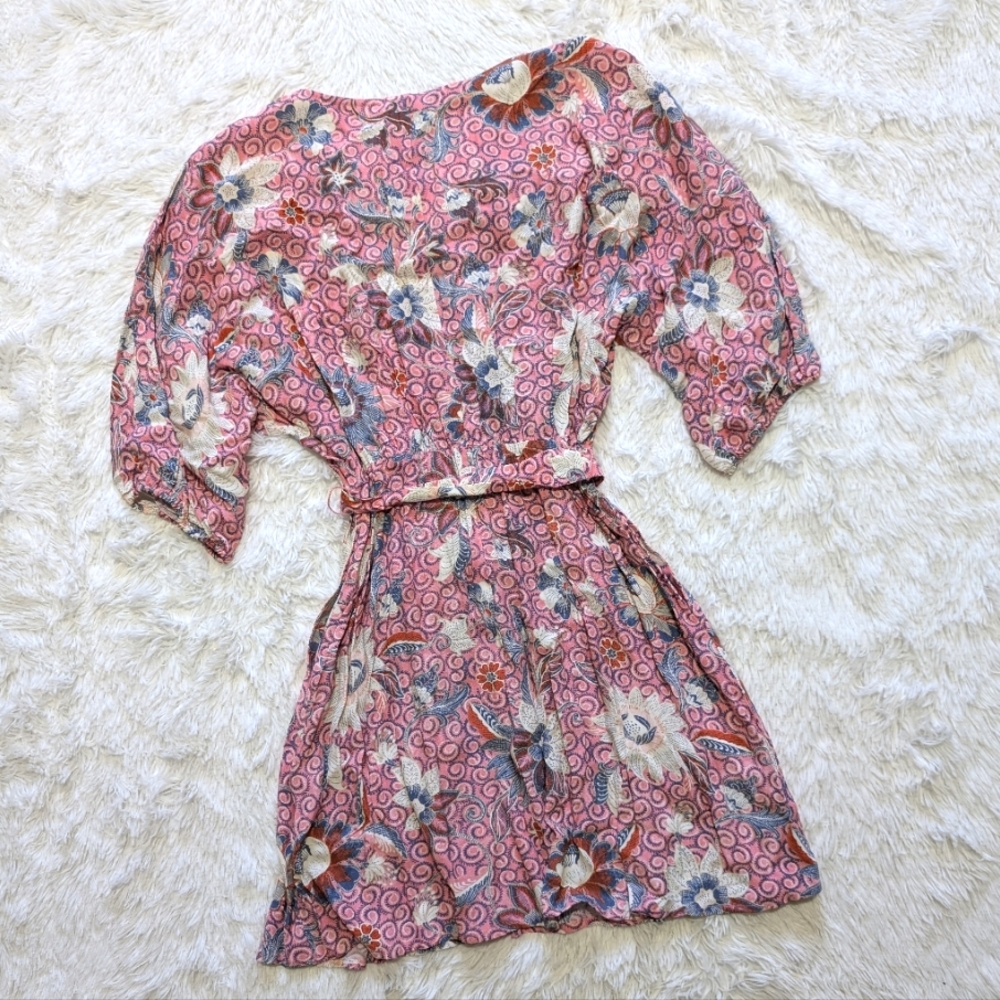 NWT Loft Pink Floral Cinched Waist Dahlia Dolman Sleeve Pocket Dress Size XS - Picture 9 of 14